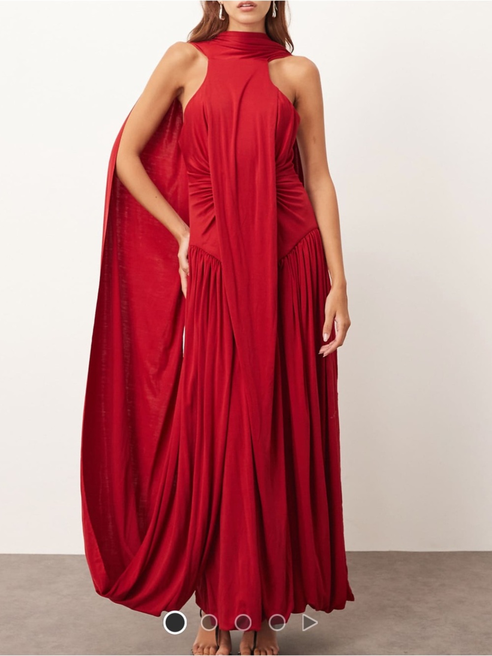 ASOS ARRANGE scarf neck draped hem open back maxi dress
